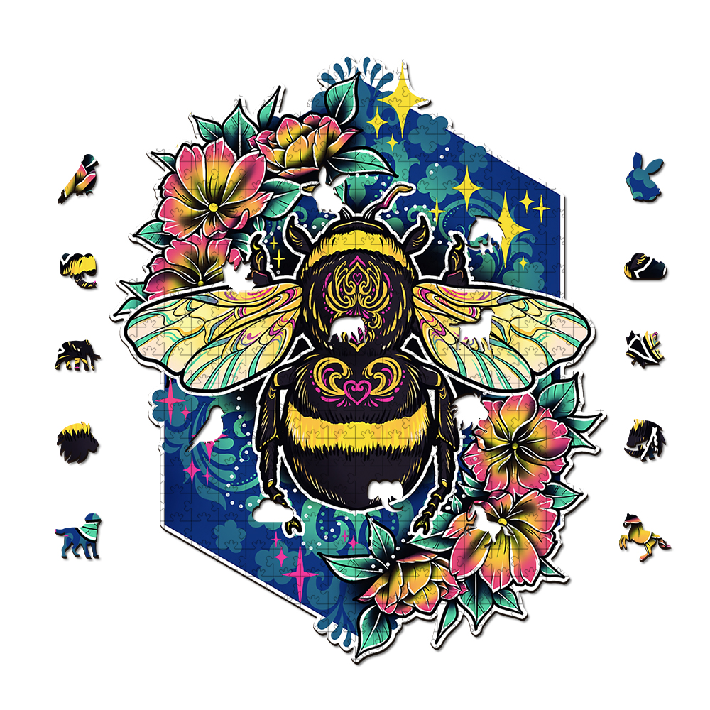 Flower Bee Wooden Jigsaw Puzzle - aimpuzzle