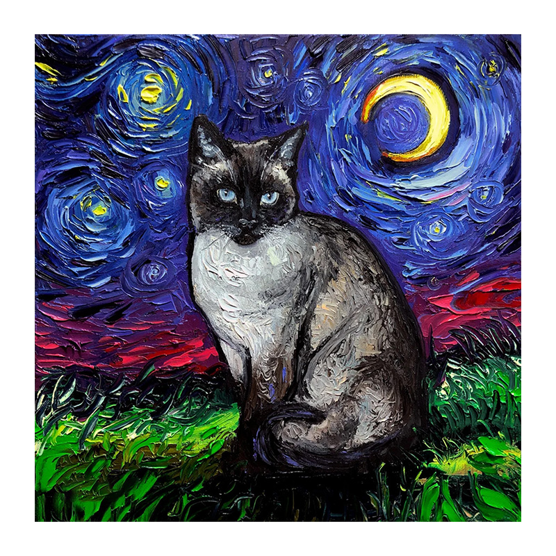 Van Gogh Siamese Cat Wooden Jigsaw Puzzle - aimpuzzle