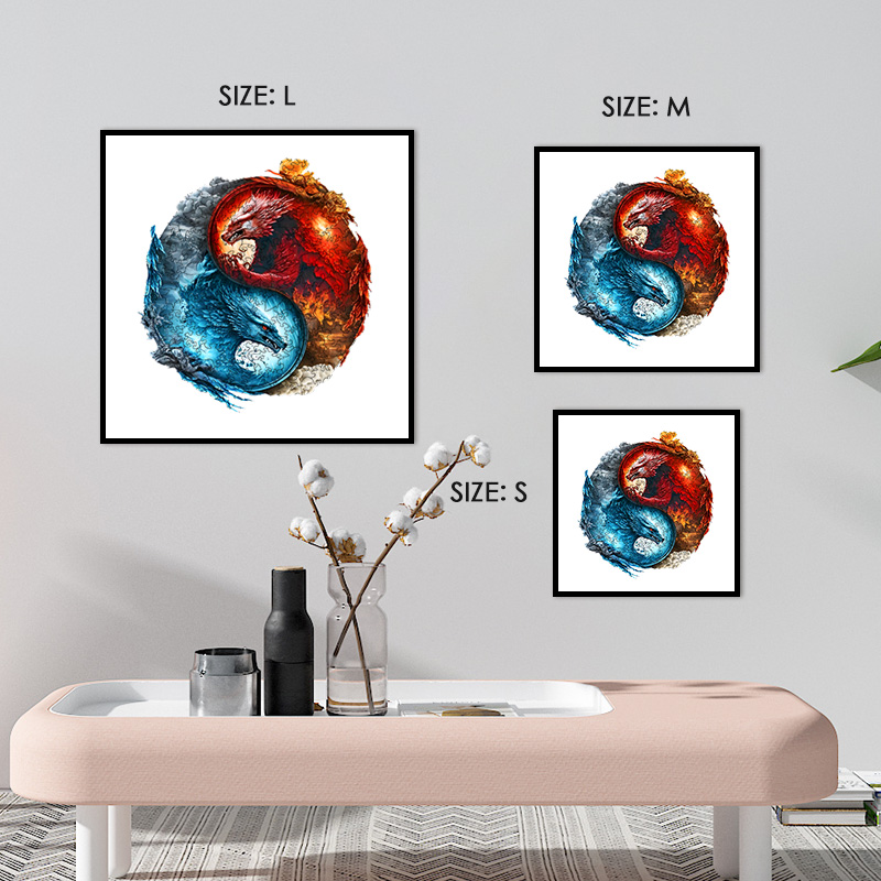 Fearles Water And Fire Dragon Yinyang Wooden Jigsaw Puzzle - aimpuzzle