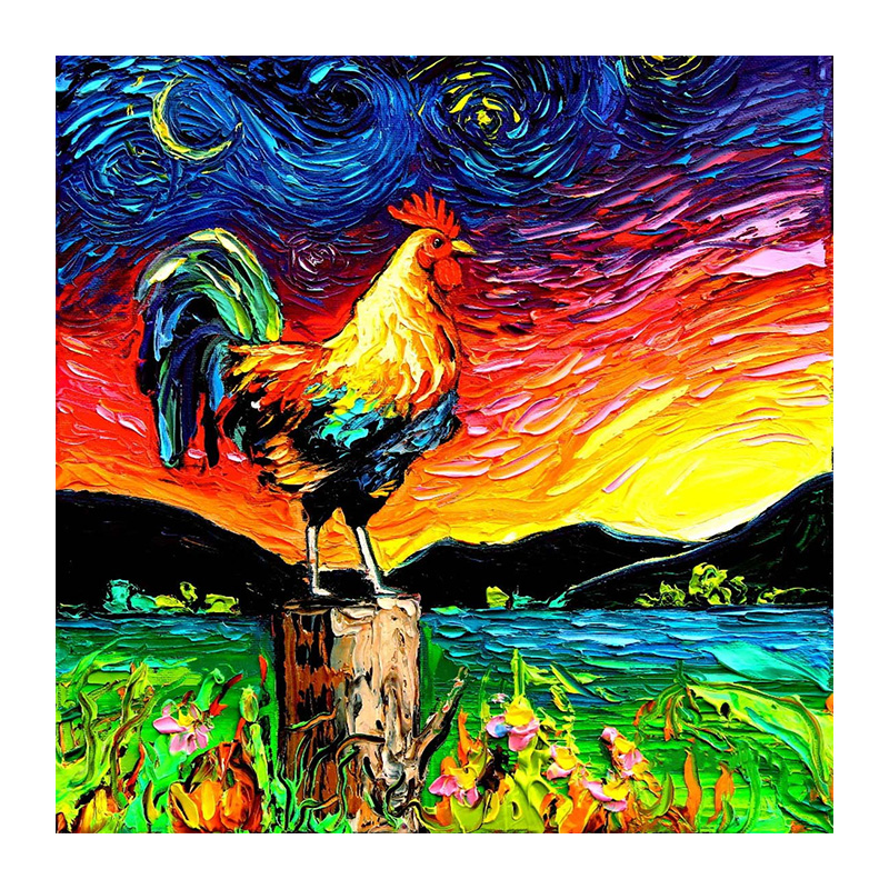 Oil Painting Rooster Wooden Jigsaw Puzzle - aimpuzzle