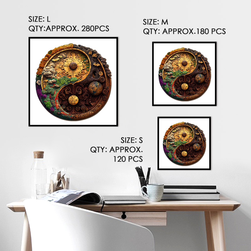 Taiji Yin Yang Mandala Wooden Jigsaw Puzzle - aimpuzzle