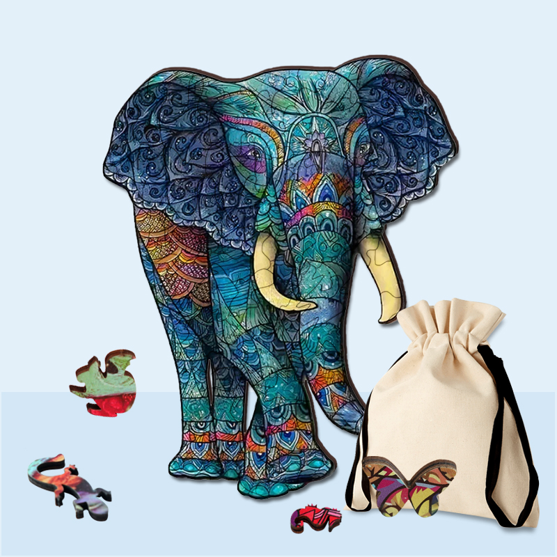 Blue elephant Wooden Jigsaw Puzzle - aimpuzzle