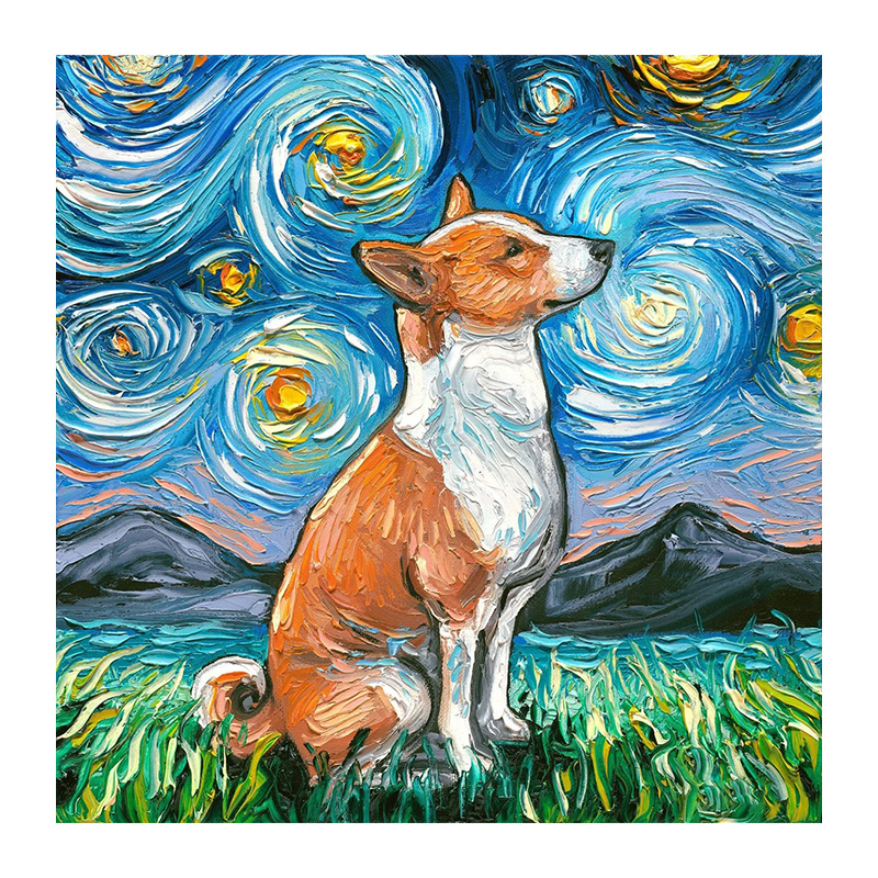 Van Gogh Bull Terrier Dog Wooden Jigsaw Puzzle - aimpuzzle