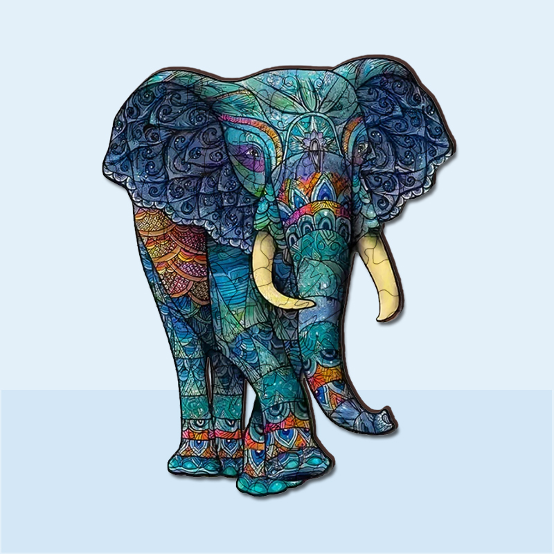 Blue elephant Wooden Jigsaw Puzzle - aimpuzzle