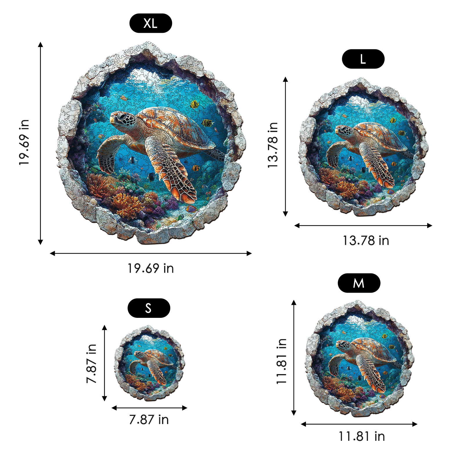 Sea Turtle 3D Vision Wooden Jigsaw Puzzle - aimpuzzle